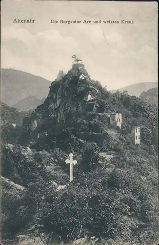 Ansichtskarte Altenahr Burgruine Are und weisses Kreuz 1936