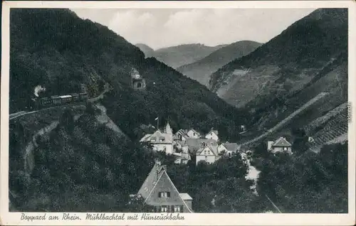 Ansichtskarte Boppard Mühlbachtal mit Hunsrückbahn 1954