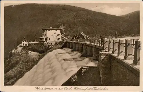 Ansichtskarte Schleiden-Gemünd Urfttalsperre, Überlauf der Kaskaden 1920