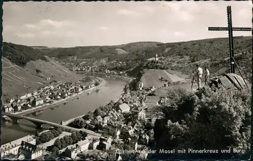 Ansichtskarte Cochem Kochem Panorama-Ansicht mit Pinnerkreuz und Burg 1961