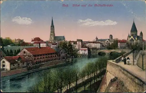 Ansichtskarte Metz Mittelbrücke 1910