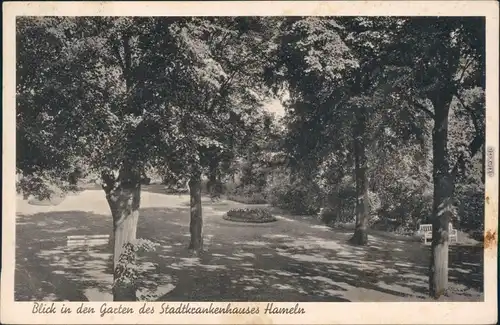 Ansichtskarte Hameln Garten des Stadtkrankenhauses 1938