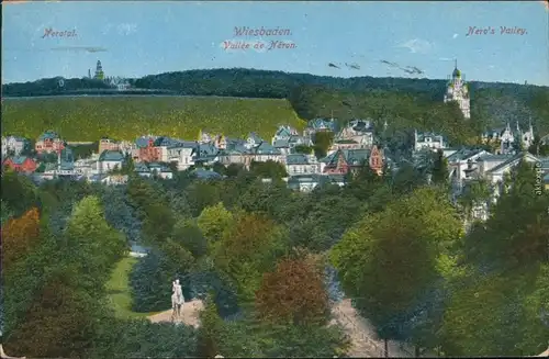 Ansichtskarte Wiesbaden Nerotal - Straße - Villen 1923 