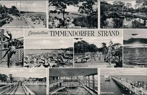Ansichtskarte Timmendorfer Strand Hafen, Strand, Schwimmhalle, etc. 1965 