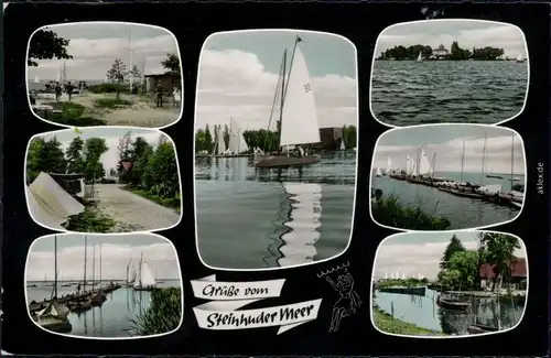 Ansichtskarte Wunstorf Mehrbild: Hafen, Segelboote 1962 