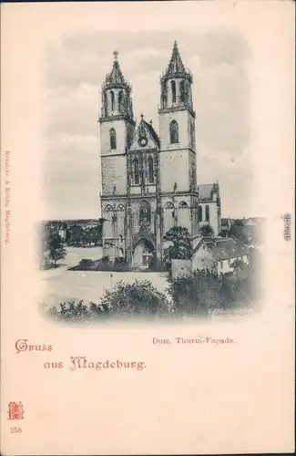 Ansichtskarte Altstadt-Magdeburg Partie am Dom, Turmfassade 1899 