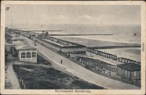 Ansichtskarte Norderney Strandpromenade, Anlagen - Pavillon 1918 