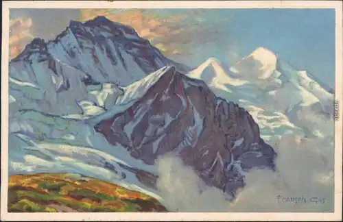 Ansichtskarte Lauterbrunnen Jungfrau (Berg) - Zeichnung Künstlerkarte 1940