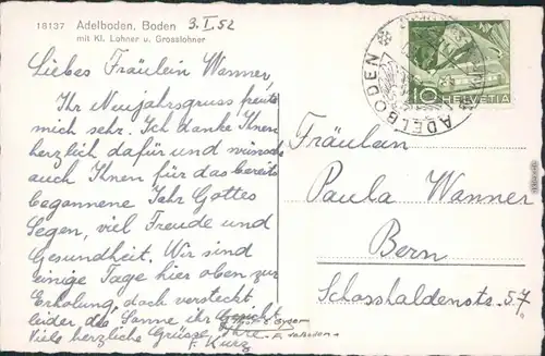 Ansichtskarte Adelboden Stadt mit kl. Lohner und Grosslohner 1939 