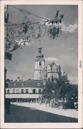 Neunkirchen (Niederösterreich) Stadtpartie - Restaurant - Kirche 1943 