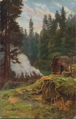 Ansichtskarte  Köhler im Schwarzwald - Künstlerkarte 1942 