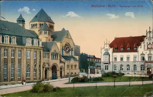 Ansichtskarte Mülheim an der Ruhr Partie an der Synagoge 1924 
