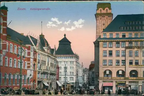 Ansichtskarte Essen (Ruhr) Kettwiger Straße, Geschäfte - belebt 1923 