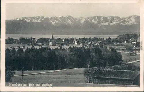 Ansichtskarte Starnberg Stadt mit See und Gebirge 1932 