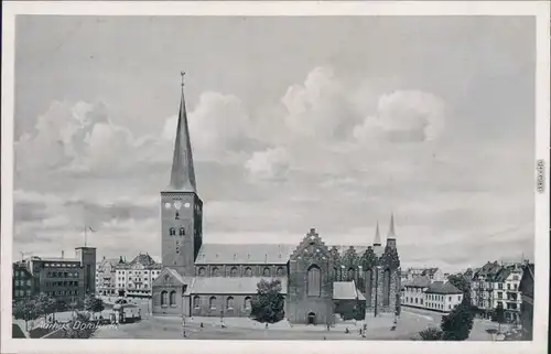 Ansichtskarte Aarhus Straßenpartie und Domkirche 1940 