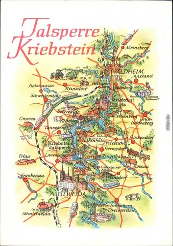 Lauenhain-Mittweida Landkarte: Kriebstein Zschopautalsperre 1974