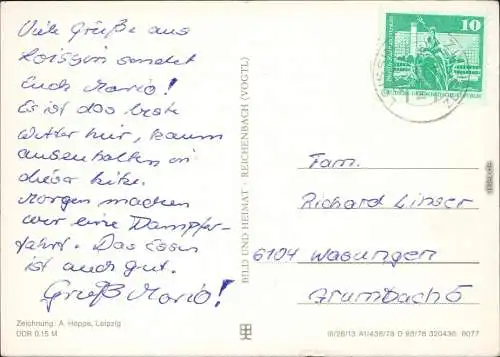 Ansichtskarte Greifswalder Bodden - Landkarte A. Hoppe 1978