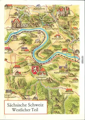 _Sachsen Landkarten AK: Sächsische Schweiz Wehlen Hohnstein 1987