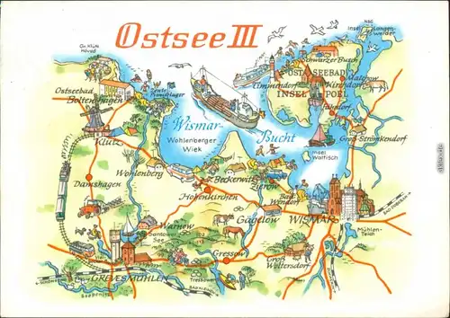 Ansichtskarte Ostsee Zwischen Boltenhagen und Poel Landkarte g1977