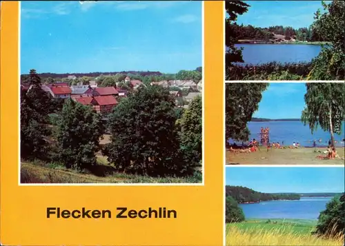 Flecken Zechlin Teilansicht, Schwarzer See, Großer Zechliner See g1982