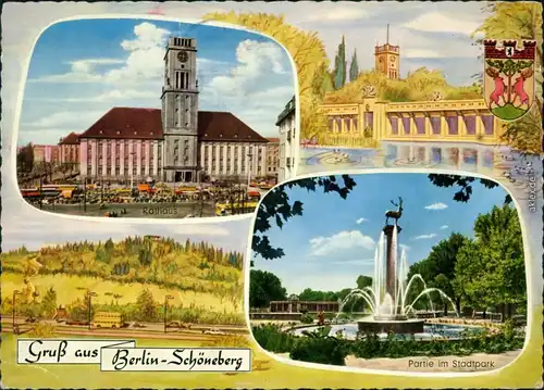 Ansichtskarte Schöneberg-Berlin Stadtpark, Rathaus 1961