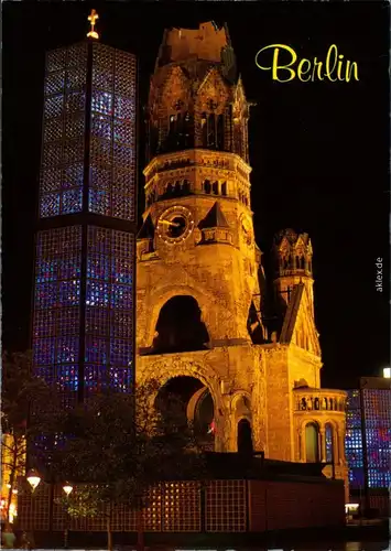 Charlottenburg-Berlin Kaiser-Wilhelm-Gedächtniskirche, beleuchtet  7 1985
