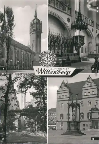 Wittenberg Schloßkirche mit Thesentür, Lutherhaus,   Luther-Denkmal 1983