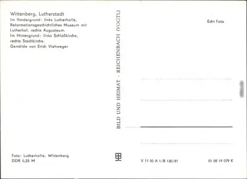 Ansichtskarte Lutherstadt Wittenberg Künstlerkarte: Lutherhalle 1981