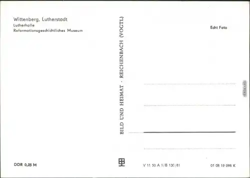 Wittenberg Reformationsgeschichtliches Museum, Lutherhalle 1981