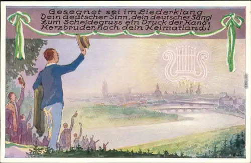 Dresden Künstlerkarte 1. Sächsisches Sängerbundesfest - Silouette 1925 
