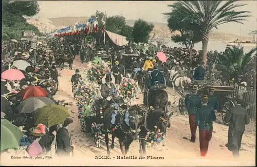 Ansichtskarte Nizza Nice Bataille de Fleurs/Blumenumzug 1908 