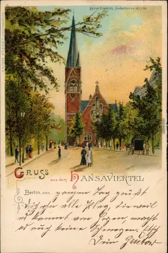 Hansaviertel Berlin Gruss aus dem   Kaiser Friedrich Kirche , Straße 1900