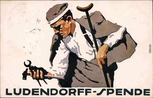  Künstlerkarte Ludendorffspende Kriegsbeschädigte Kriegsopfer 1918 