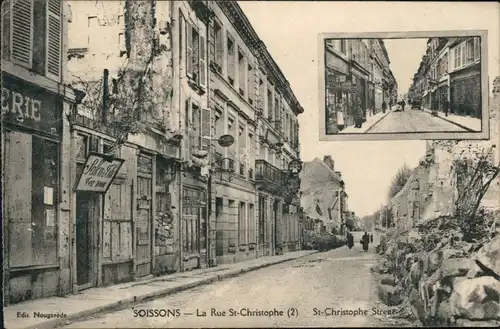 Sissonne La Rue St. Christope vor und nach Zerstörung 1. WK 1922 