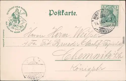 Agnetendorf Hirschberg Schlesien  Jelenia Góra Bismarckhöhe Schneegruben 1902