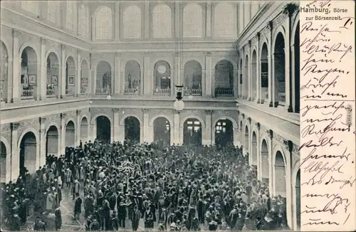 Ansichtskarte Hamburg Börse während der Börsenzeiz 1904 