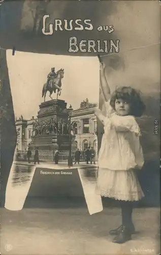 Berlin Denkmal Friedrich des Großen - Mädchen - Fotokunst 1906 