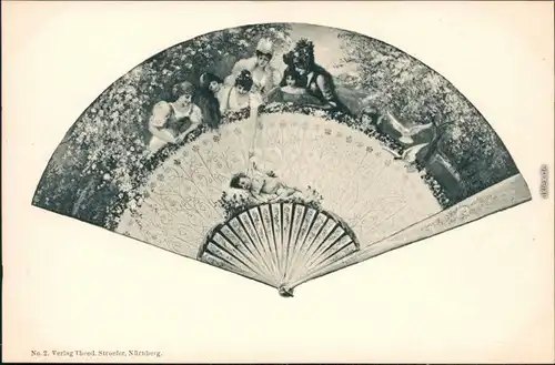 Ansichtskarte  Kunst, Frauen - Fächer  Motivfächer Oskar Herrfurth Weimar 1908