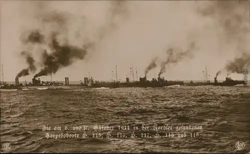 Ansichtskarte  Torpedoboote in der Nordsee 1915 