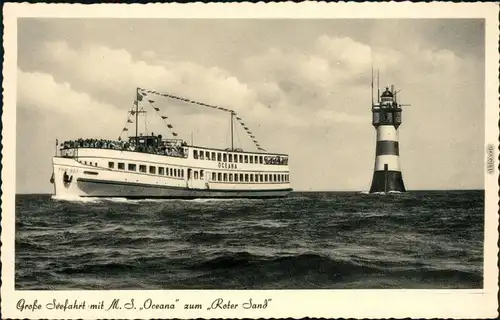 Ansichtskarte Wangerooge M.S. Oceana zum Roter Sand 1957 