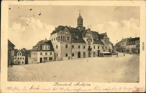 Ansichtskarte Lommatzsch Partie auf dem Marktplatz 1918 