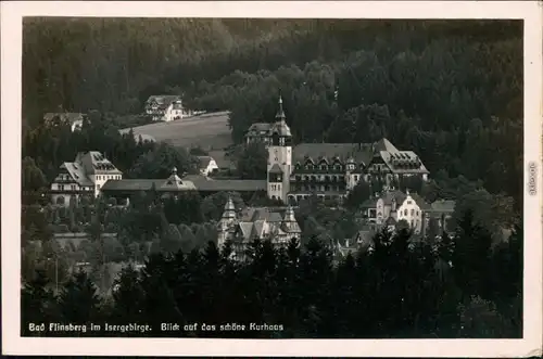 Ansichtskarte Bad Flinsberg Świeradów-Zdrój Blick auf das Kurhaus 1932 