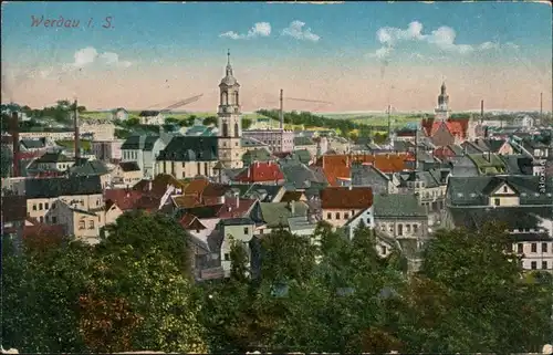 Ansichtskarte Werdau Totalansicht - Fabriken 1914 