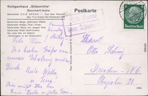 Edle Krone-Klingenberg (Sachsen) Partie an der Stübermühle 1936