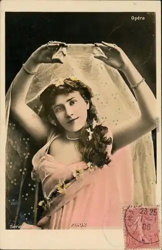 Ansichtskarte  Piron - Erotik Erotika Tänzerin (coloriertes Foto) 1906 