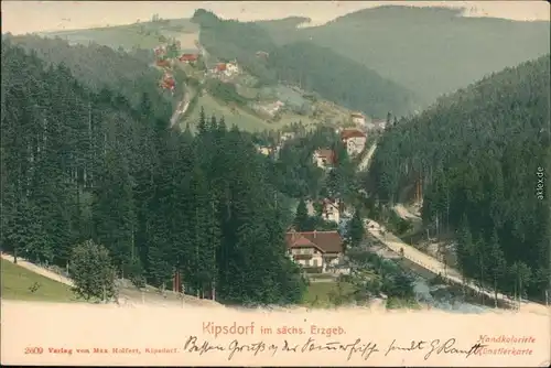 Kipsdorf-Altenberg (Erzgebirge) Stadtpartie (Handolorierte Ansichtskarte) 1905 