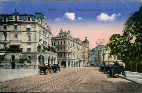 Ansichtskarte Bremen Heerdenforssteinweg mit Hillmanns Hotel7 1923 
