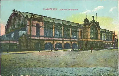 Ansichtskarte Hamburg Partie am Dammtor-Bahnhof 1914 