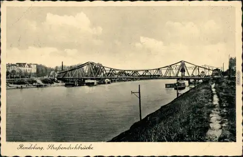 Ansichtskarte Rendsburg Partie an der Straßendrehbrücke 1932 