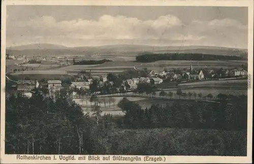 Rothenkirchen-Steinberg (Vogtland) Blick auf Stützengrün (Erzgebirge) 1926 